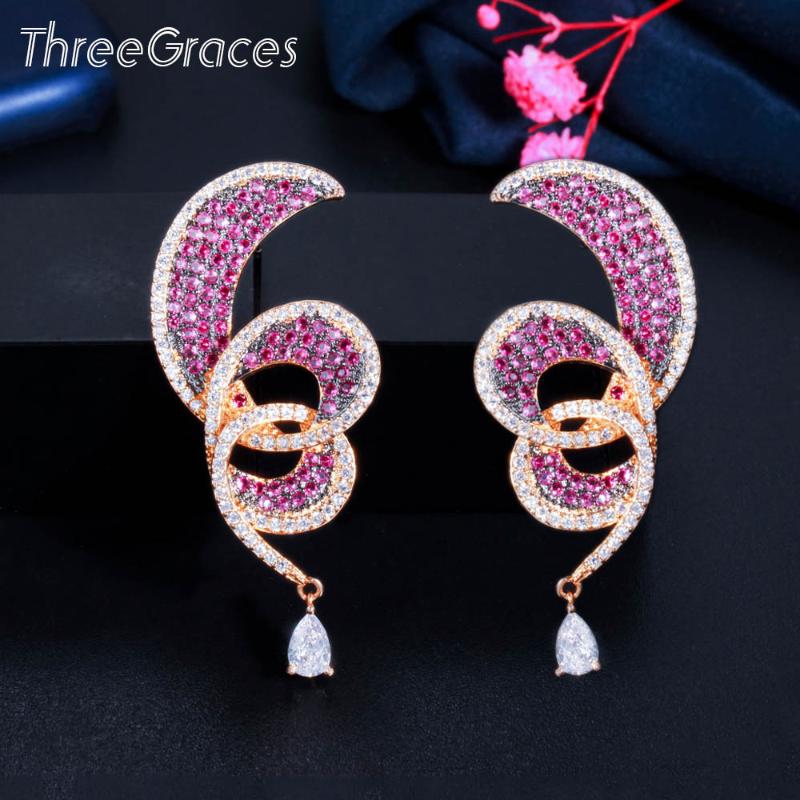 Dangle & Chandelier ThreeGraces Elegant Red CZ Crystal Gold Color Long Geometric Twisted Earrings For Ladies Dubai Wedding Prom Jewelry ER62, Silver
Dangle & Chandelier ThreeGraces Elegant Red CZ Crystal Gold Color Long Geometric Twisted Earrings For Ladies Dubai Wedding Prom Jewelry ER62, Silver
