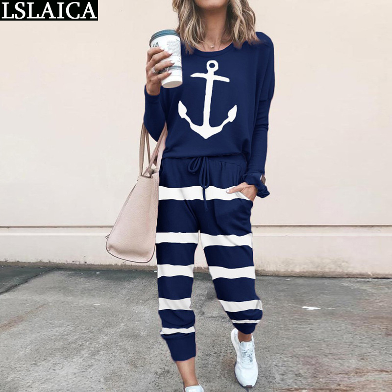 Two Piece Outfits Long Sleeve Top&Long Pant Plus Size Print Tie-Dye Tracksuits Women Set Casual Sport Loose Ropa Deportiva Mujer 210515