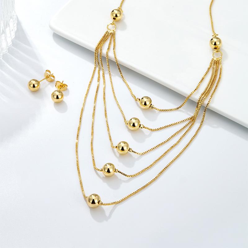 Earrings & Necklace Trendy Women Jewelry Double Layer Beads Ear Studs Sets Ladies Wedding Engagement, Silver
Earrings & Necklace Trendy Women Jewelry Double Layer Beads Ear Studs Sets Ladies Wedding Engagement, Silver