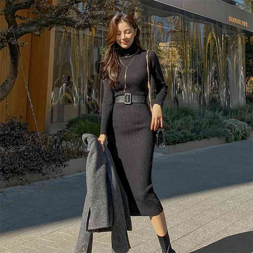 winter warm maxi Kroea Ladies long Ssleeve turtleneck knitting Party Sweater Long dress for women china clothing 210602, Black 
winter warm maxi Kroea Ladies long Ssleeve turtleneck knitting Party Sweater Long dress for women china clothing 210602, Black