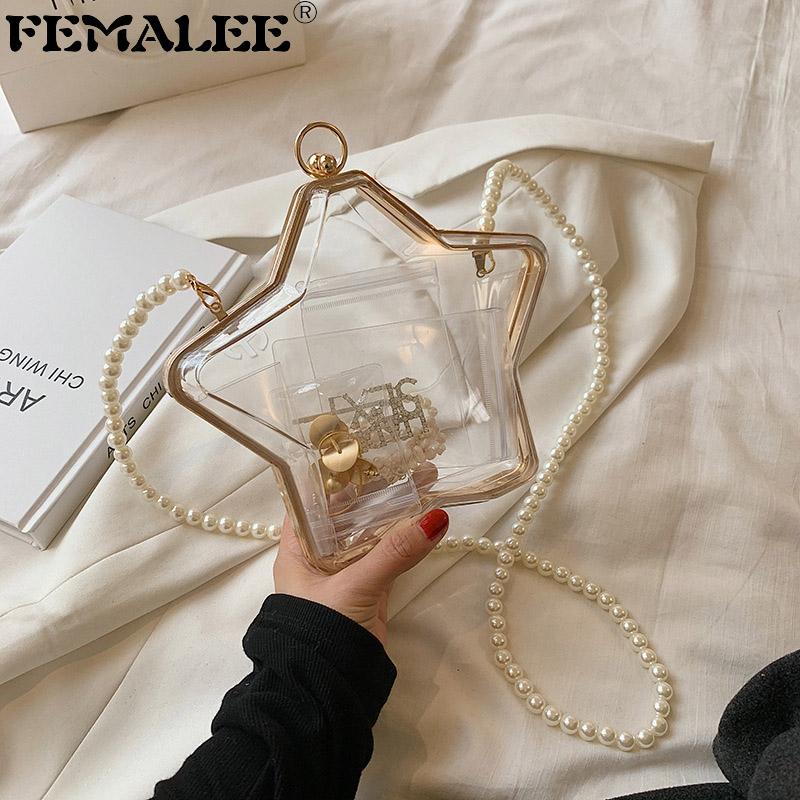 Acrylic Transparent Women Clutch Purse Pearls Chain Shoulder Messenger Bag Clear PVC Five-pointed Star Evening Handbag Bags
Acrylic Transparent Women Clutch Purse Pearls Chain Shoulder Messenger Bag Clear PVC Five-pointed Star Evening Handbag Bags