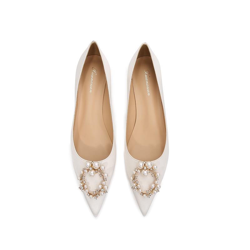 Dress Shoes White Wedding Large Size Low Heel Pointed Toe Pregnant Women Bridal Flat Single, White 2cm
Dress Shoes White Wedding Large Size Low Heel Pointed Toe Pregnant Women Bridal Flat Single, White 2cm