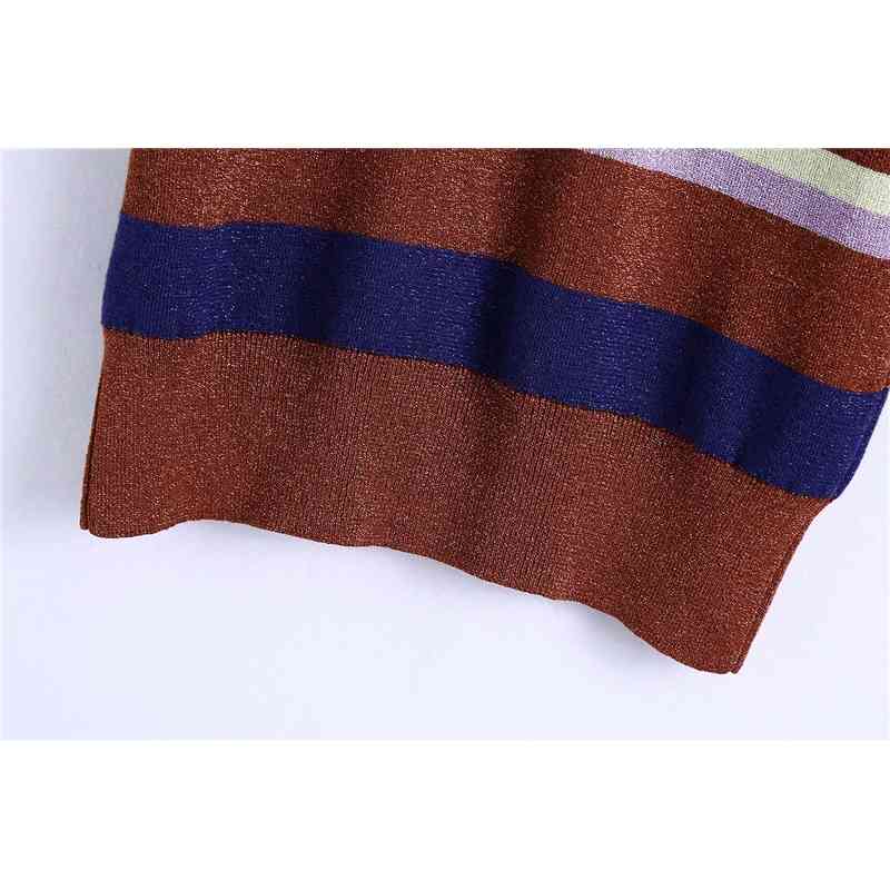 Streetwear Women Striped Sweaters Tanks Summer Fashion Ladies Knitted Tops Elegant Female Chic Turtleneck Pullovers 210430