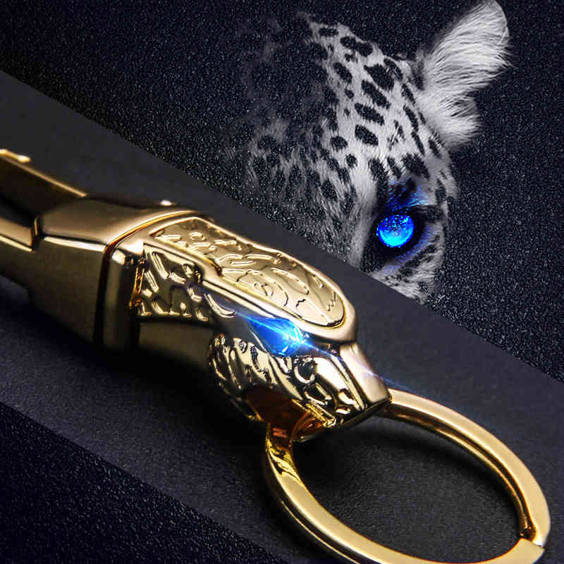 Leopard Head Car Key Chain Men's Waist Hanging Anti Loss Pendant Ring Personality Creativity