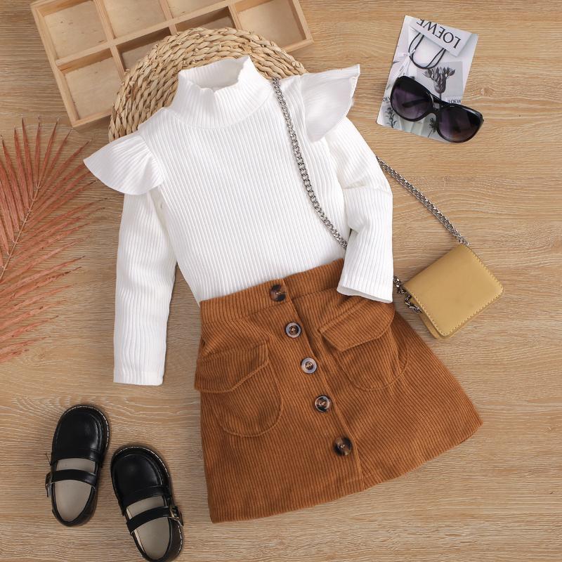 Clothing Sets FOCUSNORM 1-6Y Fashion Autumn Infant Girls Clothes 2pcs Turtleneck Long Sleeve Solid Tops+Corduroy Button A-Line Skirts, White
Clothing Sets FOCUSNORM 1-6Y Fashion Autumn Infant Girls Clothes 2pcs Turtleneck Long Sleeve Solid Tops+Corduroy Button A-Line Skirts, White