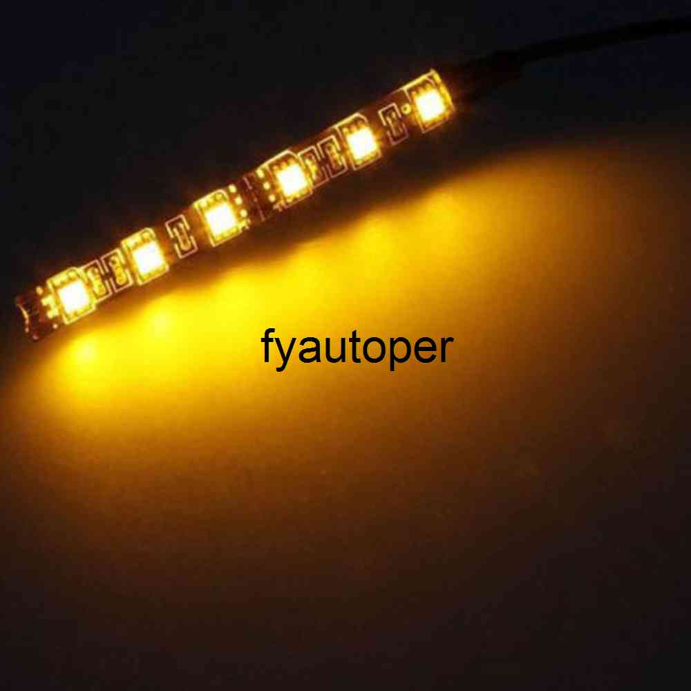 Motorcycle Turn Signal Lights Universal Black Mini Strip Led Amber Lights Strip 6 LED Decorative Lamp Car Accessories