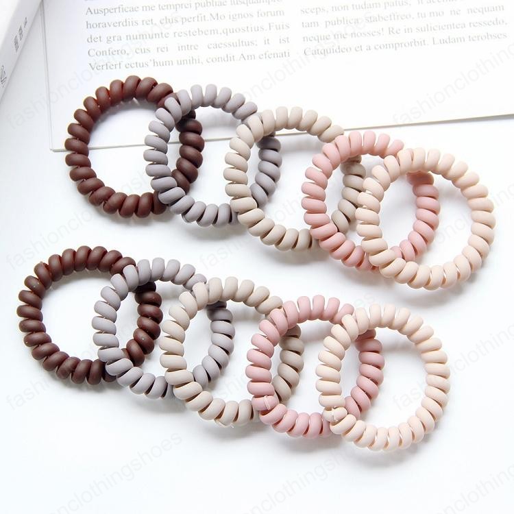 10Pcs/lot Telephone Wire Hairbands Milk Tea Color Leopard Print Hair Tie Rubber Band Accessories Ponytail Holder Headdress Scrunchies