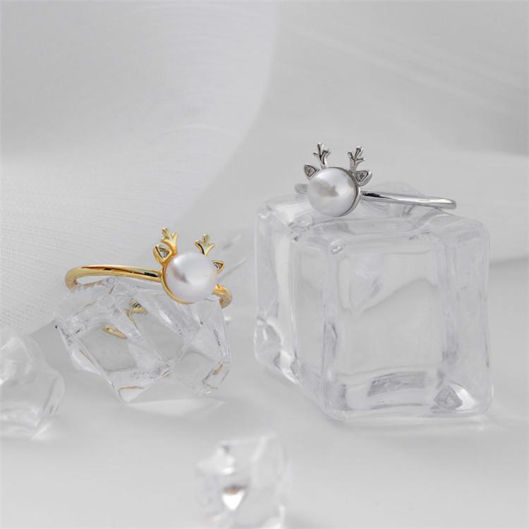 Chains 925 Silver Cute Elk Pearl Ins Opening Adjustment Ring Christmas Creative Jewelry Women Rings
Chains 925 Silver Cute Elk Pearl Ins Opening Adjustment Ring Christmas Creative Jewelry Women Rings