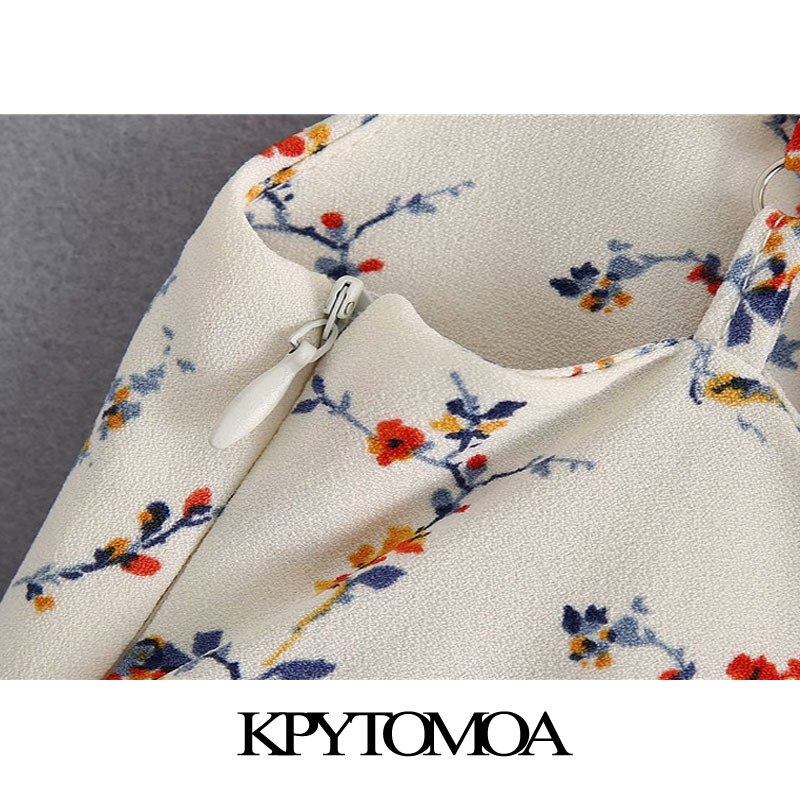 Women Chic Fashion Floral Print Midi Dress Backless Side Zipper Spaghetti Strap Female Dresses Vestidos 210420