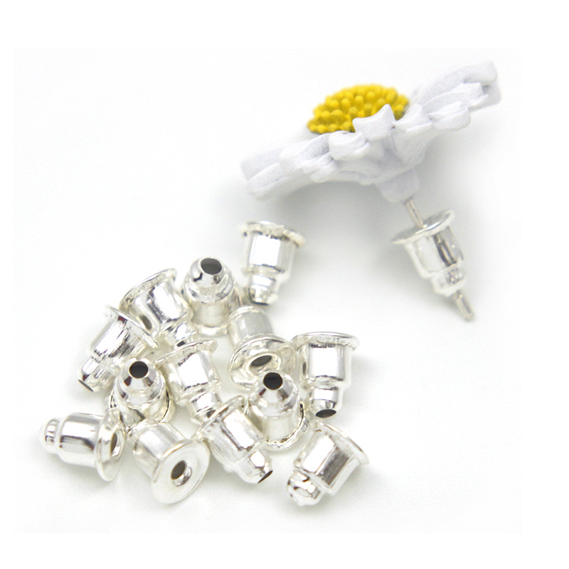 metal jewelry components parts Wholesale silver 5mm ears plug nuts earring finding backs iron material 500pcs/lot YSH0650