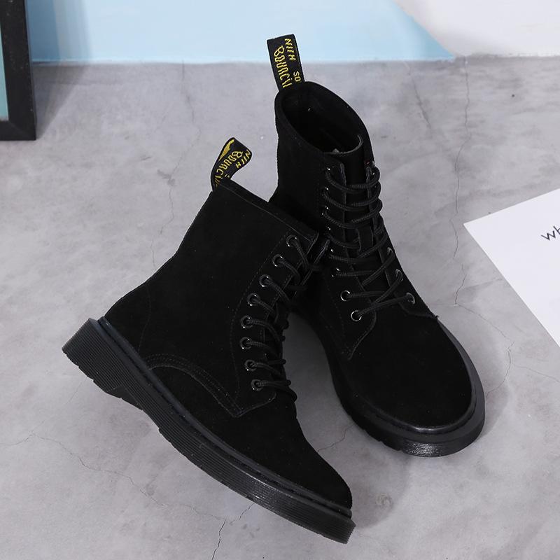 Boots Fashion Leisure Retro Motorcycle Women Platform Ankle Lace Up Round Toe Low Flat With Punk Ladies Shoes