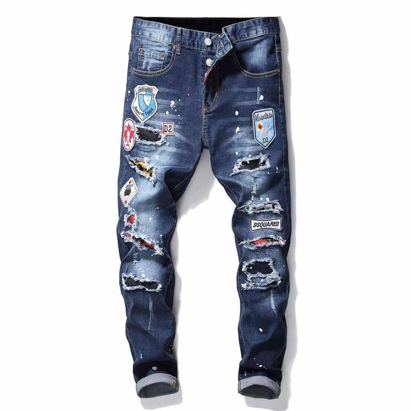 21SS Mens Badge Rips Stretch Black Men Jeans Fashion Slim Fit Washed Motocycle Denim Pants Panelled Hip HOP Trousers ., Blue
21SS Mens Badge Rips Stretch Black Men Jeans Fashion Slim Fit Washed Motocycle Denim Pants Panelled Hip HOP Trousers ., Blue