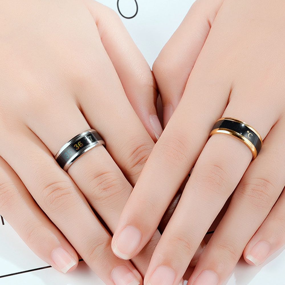 Fashion Technology Design Ring Body Temperature Display Finger Jewelry Stainless Steel Intelligent Ring for Women Men Charm Cool