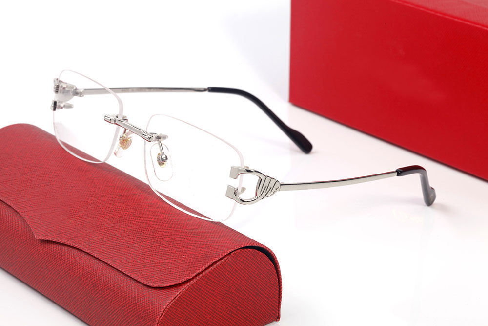 Designer Brand Luxury Carti Sunglasses Frames Fashion Men Gold Rimless Eyeglasses for Man Anti Reflective Sunglass Metal Silver Frameless Optical