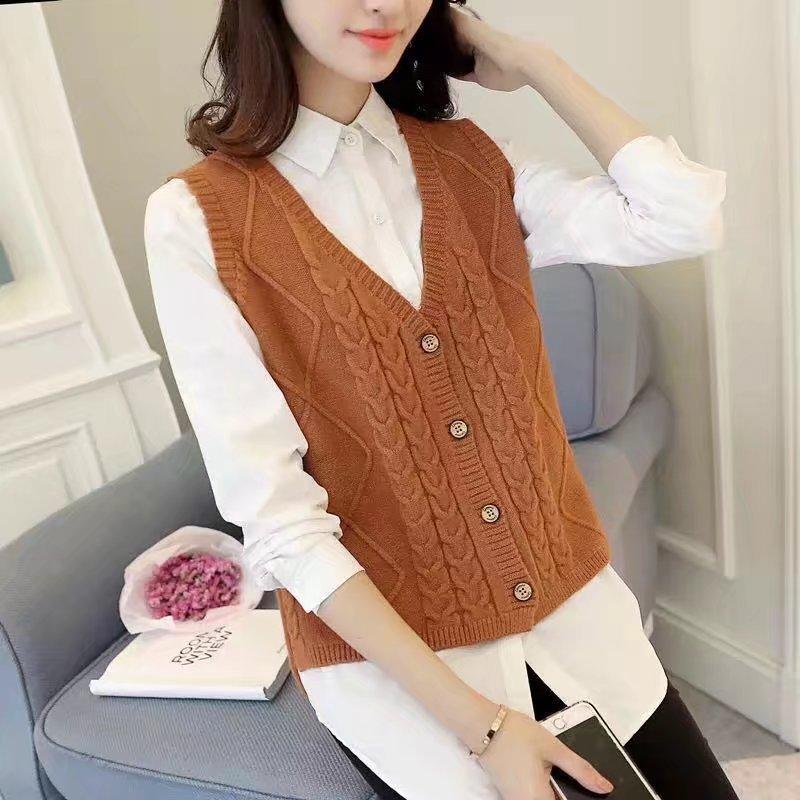 Women's Sweaters Casual Sweater Loose V-neck Button Vest Pullover Solid Color Fashion Spring And Autumn Twist Knit Vestidos LXJ779, Beige
Women's Sweaters Casual Sweater Loose V-neck Button Vest Pullover Solid Color Fashion Spring And Autumn Twist Knit Vestidos LXJ779, Beige