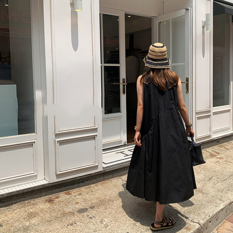 Casual midi Dress Sleeveless Korean loose show thin irregular A-line temperament fashion summer women's 210526