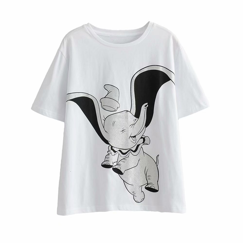 t shirt 2021 autumn women's little flying elephant print loose casual cotton 055806552, White
t shirt 2021 autumn women's little flying elephant print loose casual cotton 055806552, White
