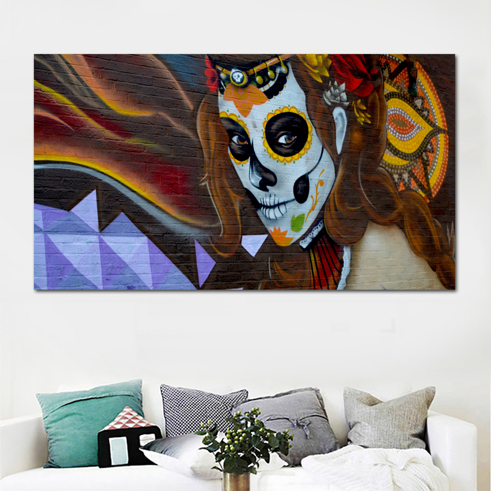 Banksy Art Woman Graffiti On the Wall Abstract Canvas Painting Posters and Prints Pop Art Picture For Living Room