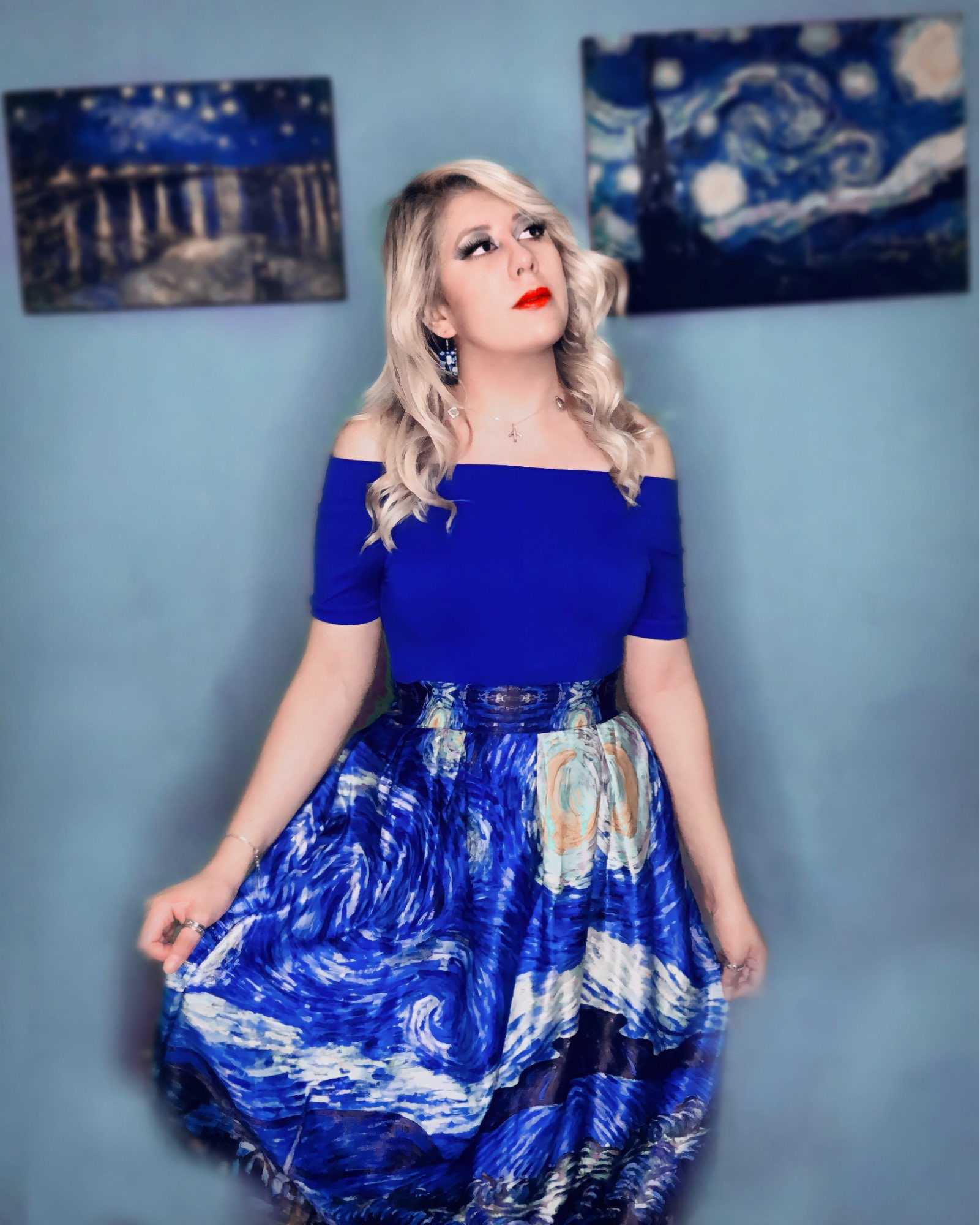 Qybian Faldas Vintage Van Gogh Print Ladies Skirts High Waist Womens Christmas Plus Size 210621