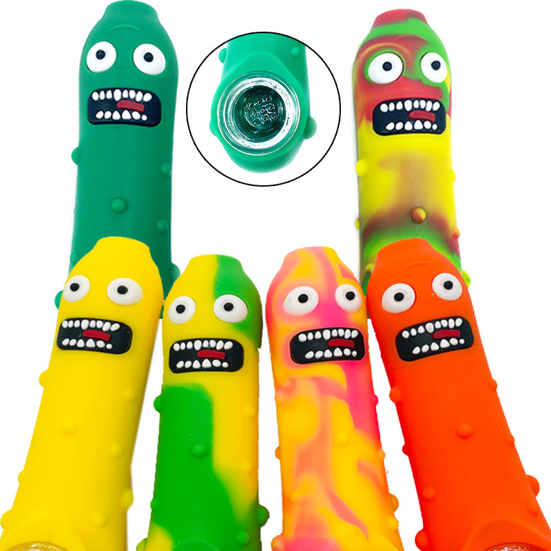 Cucumber Shape Silicone Smoking Pipe 11.5mm*3.2mm Silica Colorful Water Bongs Oil Dab Rigs With Glass Bowl Multifunctional dual-purpose Toba
Cucumber Shape Silicone Smoking Pipe 11.5mm*3.2mm Silica Colorful Water Bongs Oil Dab Rigs With Glass Bowl Multifunctional dual-purpose Toba