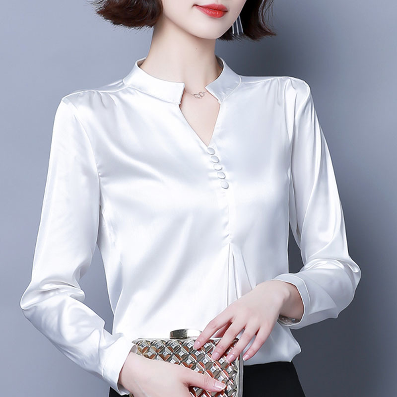 Fashion Women Blouses blusas mujer de moda Long Sleeve V-neck Casual Solid Tops Office Lady Clothing 5378 50 210427