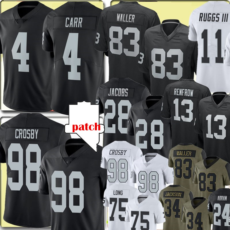 98 Maxx Crosby 4 Derek Carr Jersey 83 Darren Waller 28 Josh Jacobs Hunter Renfrow Football Jerseys Henry Ruggs III Carl Nassib Bo Jackson Howie Long Charles Woodson, Men {s-xxxl} tuxizhe