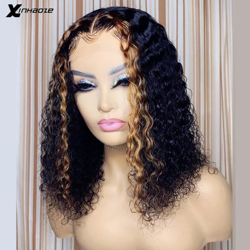 Lace Wigs Highlight Wet And Wave Short Bob 150 Density Colored Human Hair 13x4 Deep Water Front