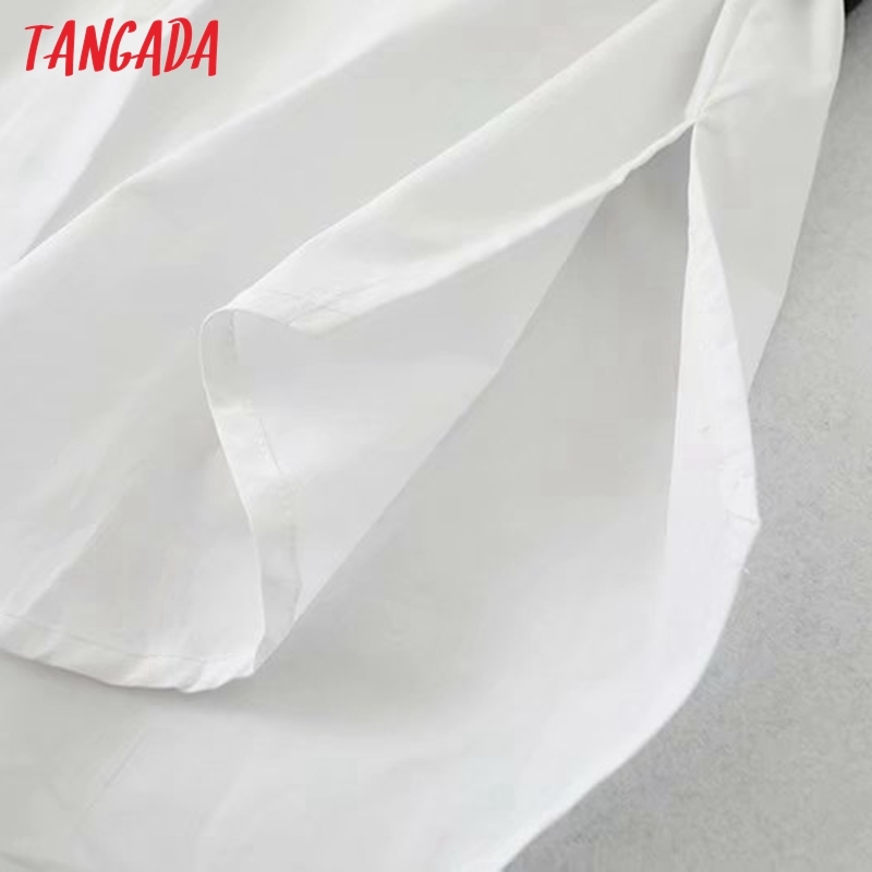 Women White 2 Piece With Knit Camis Long Sleeve Chic Female Casual Shirt 5B16 210416