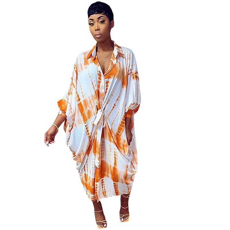 Women Dress Printed Loose Shirt Long Sleeve Oversized Ladies es Fashion Sexy Plus Size es Autumn Spring 210513