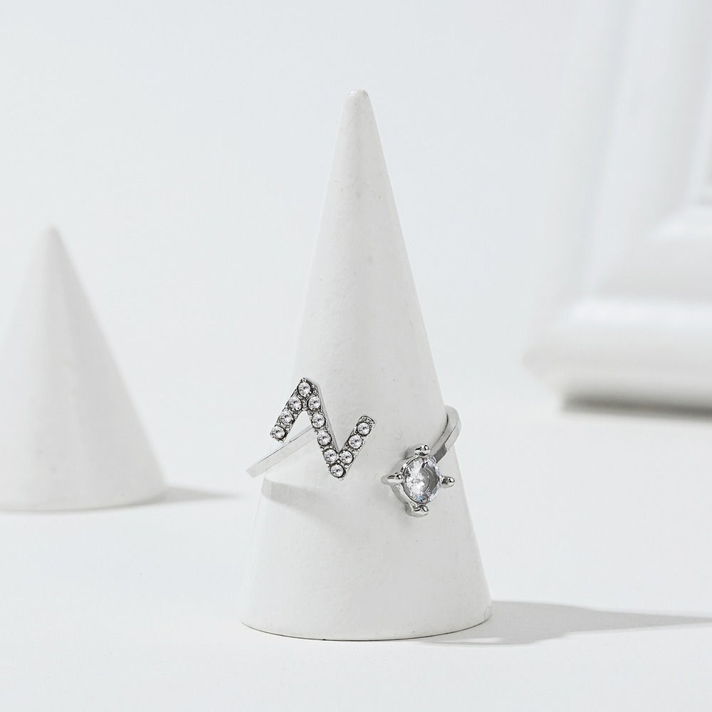 Neutral Silver Color Letters English Capital Initial Ring Opening Adjustable Women Cuff Ring Wedding Jewelry