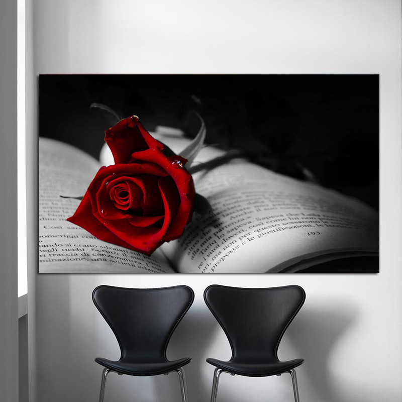 Wall Art Pictures Red Rose Canvas Paintings Modern Posters And Prints For Living Room Decoration No Frame