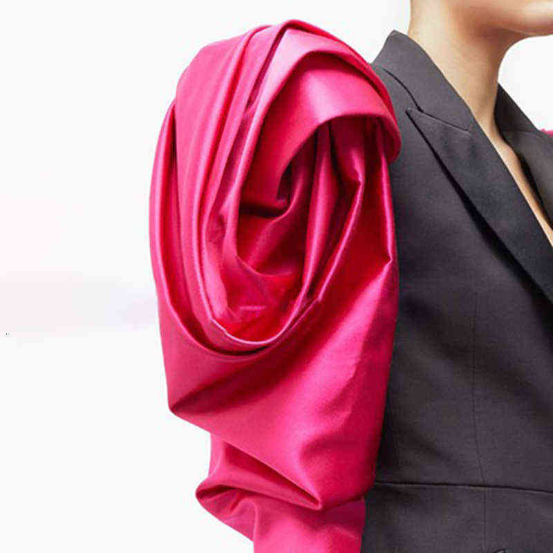 TWOTWINSTYLE Patchwork Hit Color Women's Blazer Puff Sleeve Notched Female Blazers Autumn Plus Size Fashion Clothing 211120