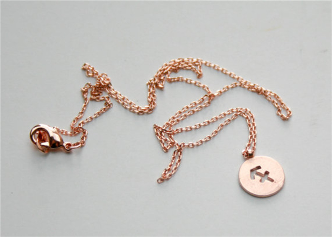 10PCS Rose Gold Zodiac 12 Constellation Chain Necklace Coin Aries Taurus Gemini Cancer Leo Virgo Libra Scorpio Sagittarius Capricorn Aquarius Pisces w