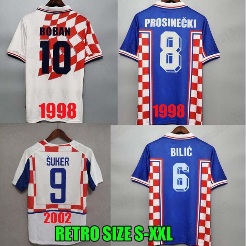 1998 2002 World Cup Retro Soccer Jersey Boban Suker Prosinecki 98 99 02 Classic Vintage Home Blue Blue Bilic Modric Hrvatska HNS Custom Football Shirt, 1998 away
1998 2002 World Cup Retro Soccer Jersey Boban Suker Prosinecki 98 99 02 Classic Vintage Home Blue Blue Bilic Modric Hrvatska HNS Custom Football Shirt, 1998 away