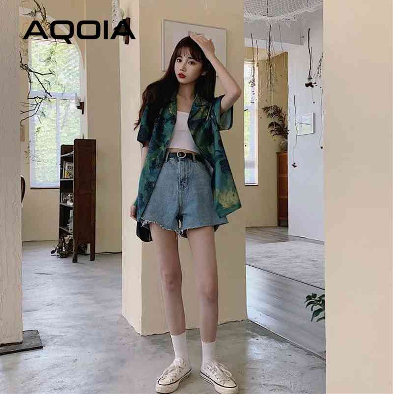 Summer Chic Korean style Tie dye Women Shirt Loose Short Sleeve Button Up Womens Blouses Plus Size Female Clothing 210521