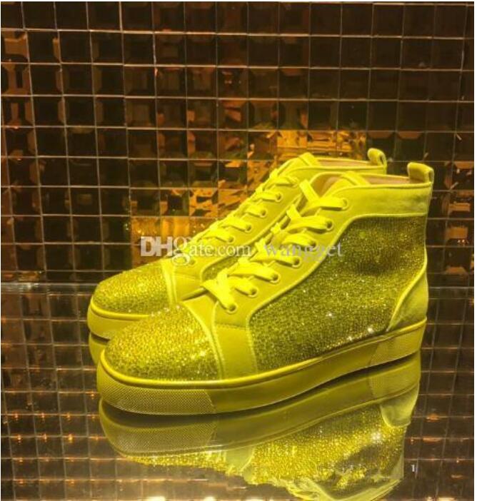 Top Quality Studded Spikes Luxury Design Junior Red Bottom Sneaker For Men Women Yellow Rhinestone Crystal Men's Flat Casual Shoes
Top Quality Studded Spikes Luxury Design Junior Red Bottom Sneaker For Men Women Yellow Rhinestone Crystal Men's Flat Casual Shoes