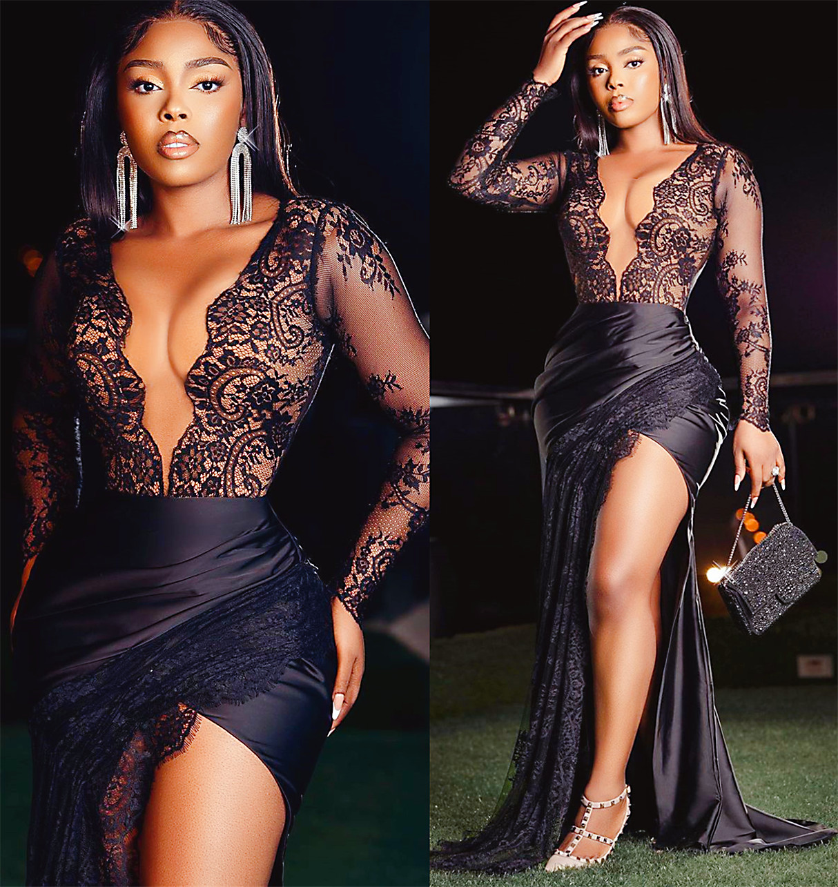 2022 Plus Size Arabic Aso Ebi Black Mermaid Sexy Prom Dresses Sheer Neck Lace Evening Formal Party Second Reception Birthday Engagement Gowns Dress ZJ