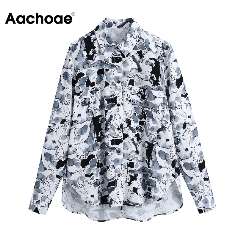 Women Print Blouse Long Sleeve Office Casual Poet Shirt Irregular Hem Loose Ladies Tops Spring Autumn Chemise Femme, Black;white
Women Print Blouse Long Sleeve Office Casual Poet Shirt Irregular Hem Loose Ladies Tops Spring Autumn Chemise Femme, Black;white