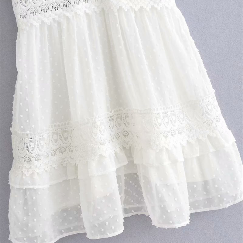 Sweet Girls Soft Cotton V Neck Dress Summer Fashion Ladies Office Women Solid Color Fringed High Waist Mini 210515