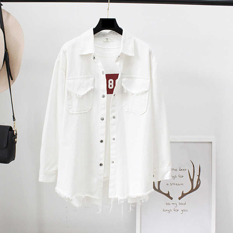 Spring Autumn Long section lapel Tassel Denim Jackets women loose Casual Long Sleeve female's thin Basic Jacket Coats 210928