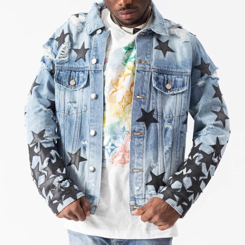 Men's Jackets 2021 Denim Jacket Full Stitching Leather Star Pattern For Men Hole Biker Chaqueta Hombre, Black;brown
Men's Jackets 2021 Denim Jacket Full Stitching Leather Star Pattern For Men Hole Biker Chaqueta Hombre, Black;brown