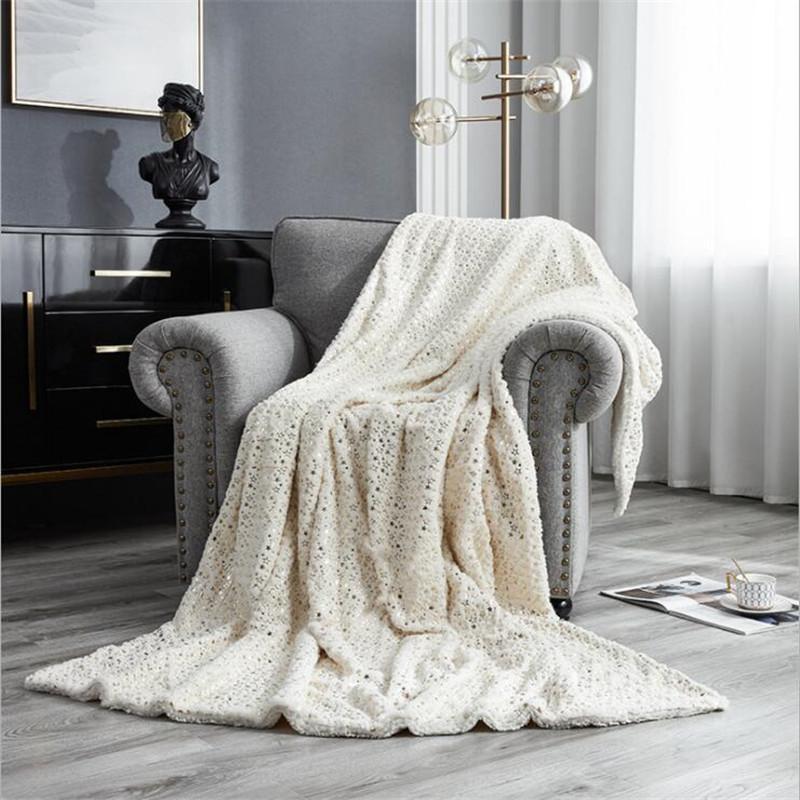 Lamb Wool PV Velvet Bronzing Star Double Blanket Warm Soft Sparkling Lunch Break Travel Sofa Throw Bed Cover Blankets
