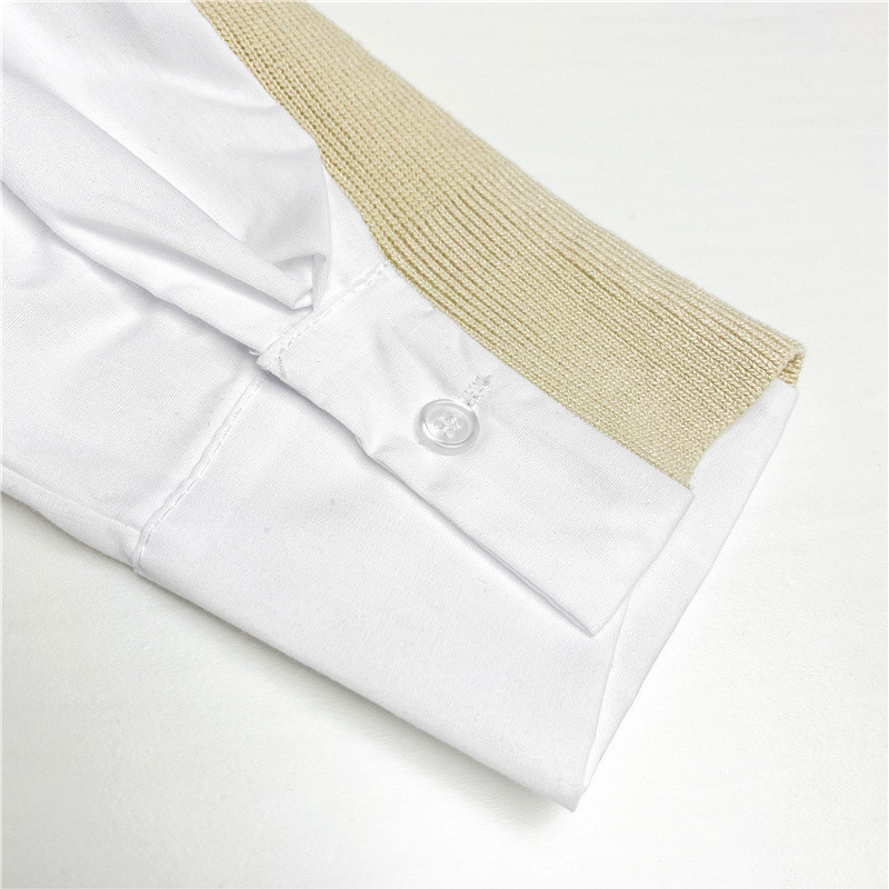 Nomikuma Spring Knitted Hit Color Patchwork Women Blouse Coat Long Sleeve V-beck Blusas Femme New Oversized Shirt 6F424 210427