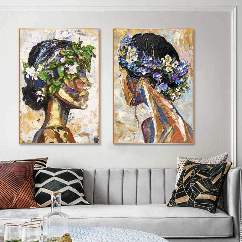 Girl With Flower Poster Wall Art Pictures For Living Room Modern Home Decor Woman Prints Canvas Painting NO FRAME