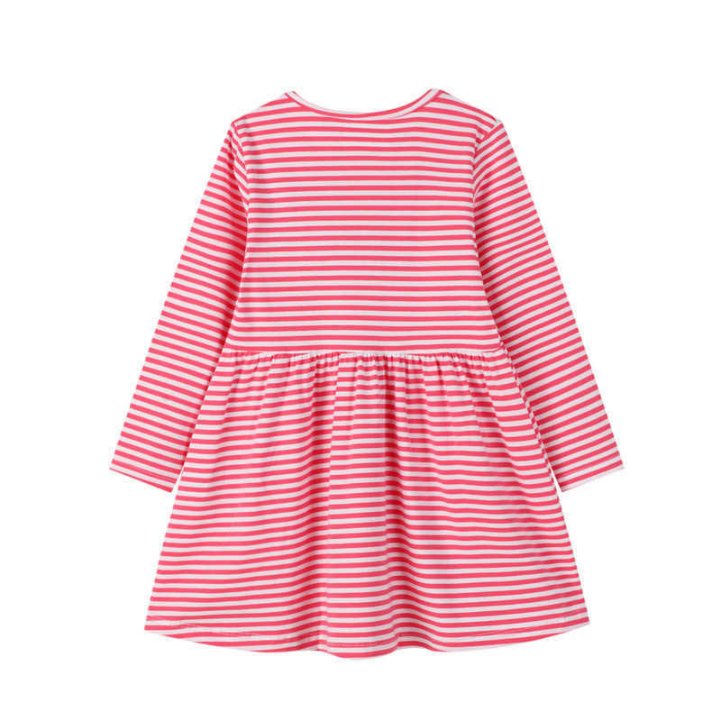 Jumping Meters Long Sleeve Princess Stripe Dresses Animals Applique Autumn Spring Kids Girls 210529