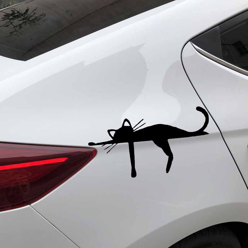 Car Stickers Fashion Cute Cat Car Decoration Decals Suitable for Various Models Black/white, 16cm * 8cm