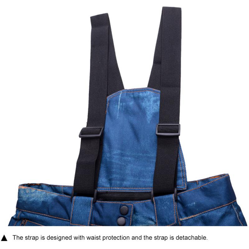 Men's Jeans Mens Snowboard Pants Suspenders Denim Ski Skate Snow Board Waterproof Windproof Warm Skiing