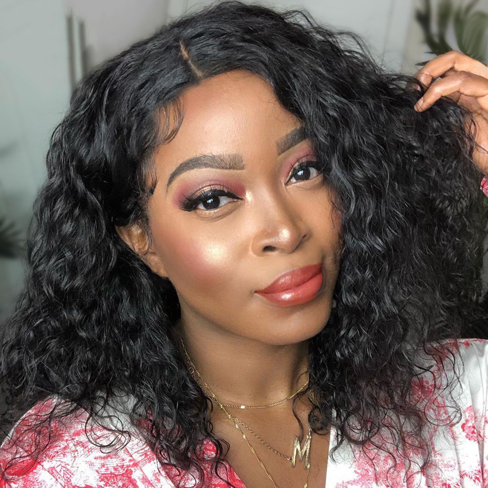 Ombre Curly Human Hair Wig Water For Women Wigs Brazilian Lace Front Short Bob Highlight Hd Transparent Deep Wave Frontal 150%
