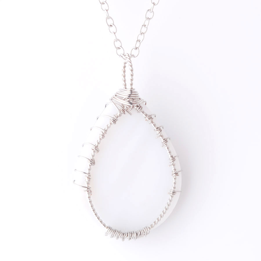 WOJIAER Tree of Life Wire Wrap Water Drop Bead Necklace Pendant Natural Abalone Shell Jewelry Chain 18 Inches BW919