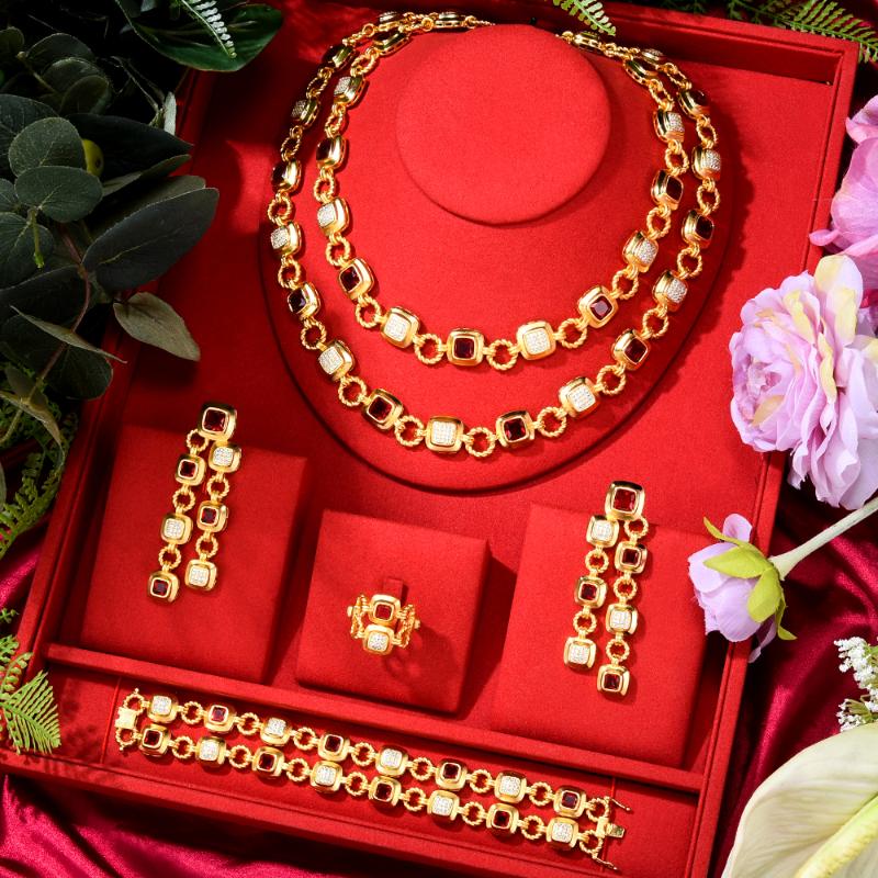 Earrings & Necklace Blachette Luxury Custom Geometric Chain Bracelet Ring Earring Jewelry Set Women's Wedding Party Boutique Zircon 4PCS, Silver
Earrings & Necklace Blachette Luxury Custom Geometric Chain Bracelet Ring Earring Jewelry Set Women's Wedding Party Boutique Zircon 4PCS, Silver